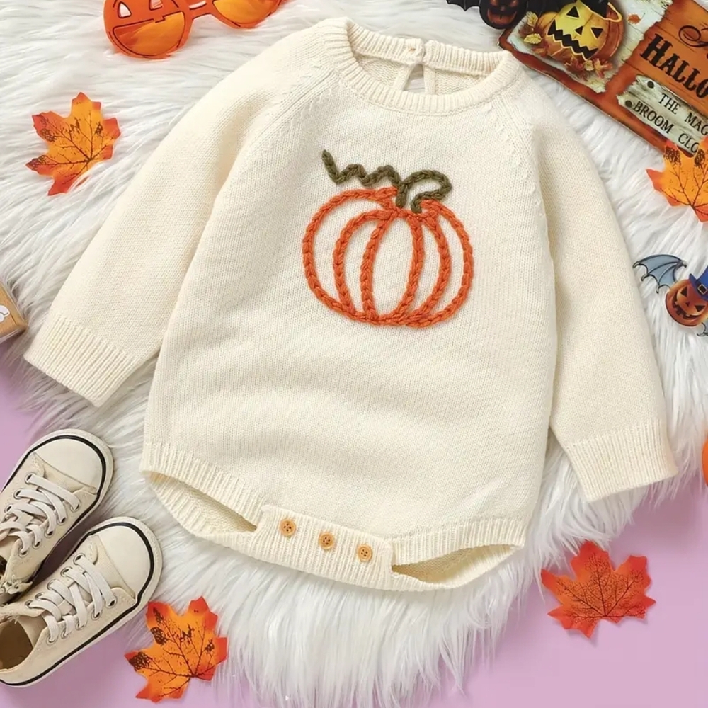 Cream Pumpkin Sweater Onesie